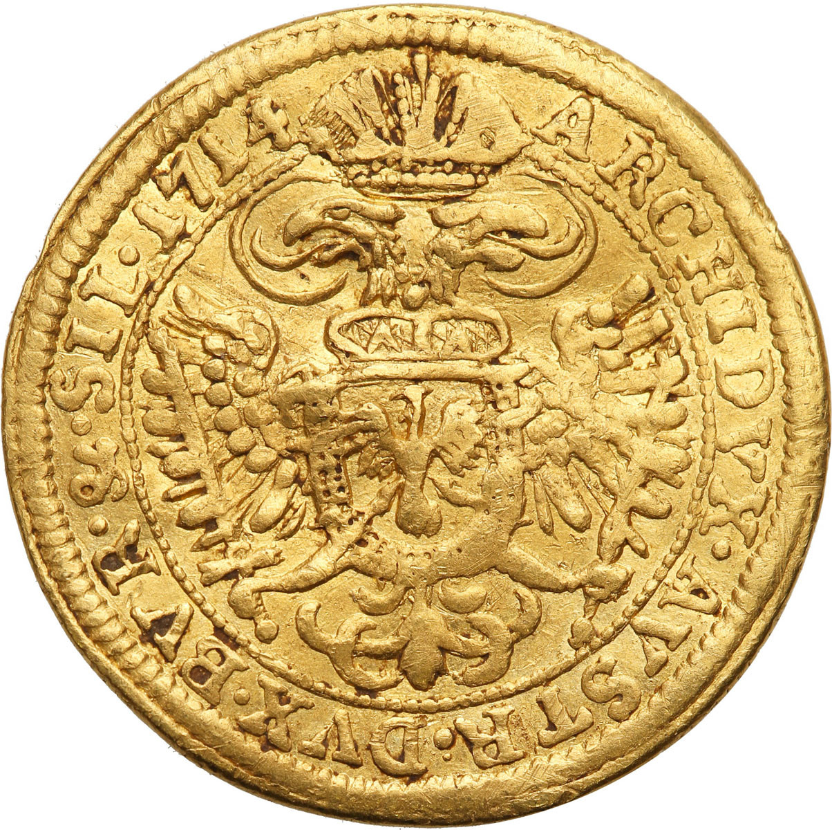 Śląsk, Karol VI (1711-1740). Dukat 1714, Wrocław - BARDZO RZADKI